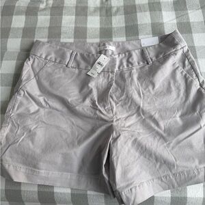 LOFT Pale Gray Tailored Cotton-Blend Shorts
